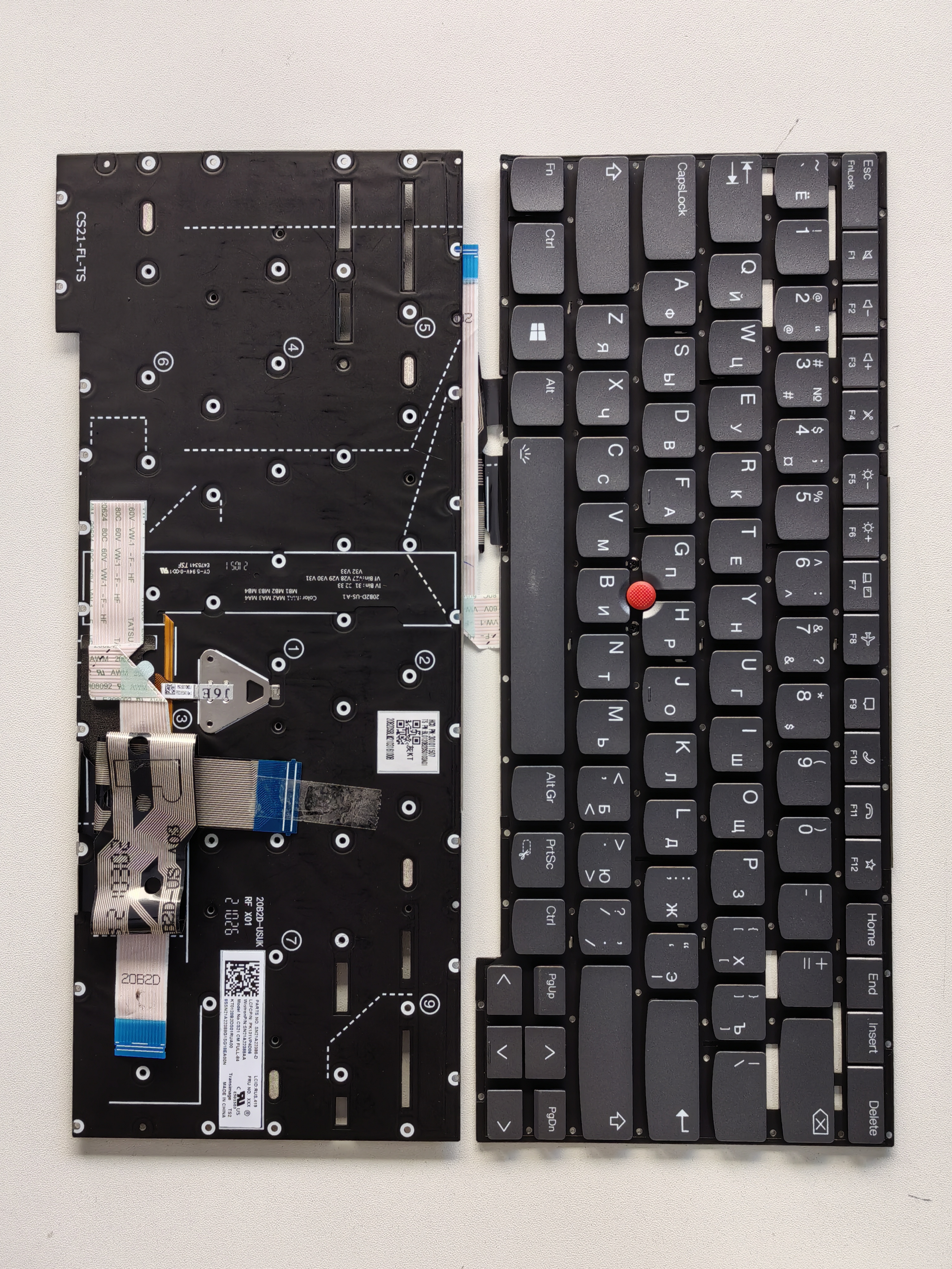 Picture of New Replacement Laptop Keyboard For IBM T14S second generation/T14S GEN2 2021/P1 GEN4/X1 Extreme hermit Grey With Point Backlit RU Layout